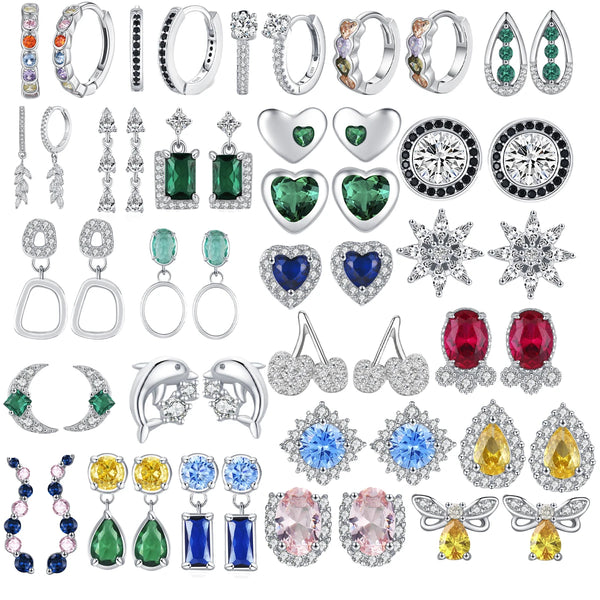 Factory Wholesale Genuine 925 Sterling Silver Earrings Collection Zirconia CZ Exquisite Stud Earrings for Fine Jewelry Gifts