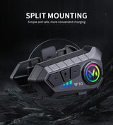Y10 Motorcycle Helmet Headset Stereo Voice Control Bluetooth 5.3 Hands Free Call IPX6 Waterproof 1000mAh With Ambient Light