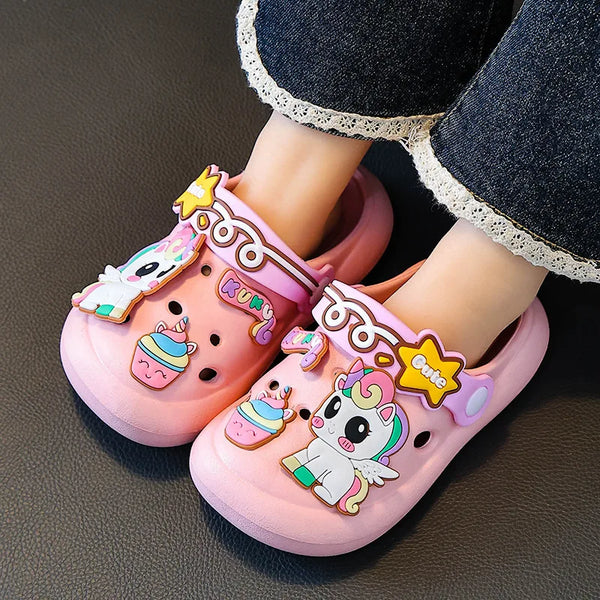 Unicorn Dinosaur Cartoon Kids Slippers Summer EVA Waterproof Children Clogs Shoes Soft Bottom Boys Girls Beach Slippers