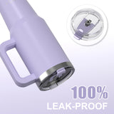 🥤 WATERSY – Vaso térmico de gran capacidad (30/40 oz) de acero inoxidable con asa y pajita, doble aislamiento al vacío para café ☕
