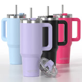 🥤 WATERSY – Vaso térmico de gran capacidad (30/40 oz) de acero inoxidable con asa y pajita, doble aislamiento al vacío para café ☕