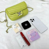 Fashion Explosions Green Fairy Rhombus Small Fragrance Chain Shoulder Messenger Bag Niche High Quality Joker Handbag Handbags