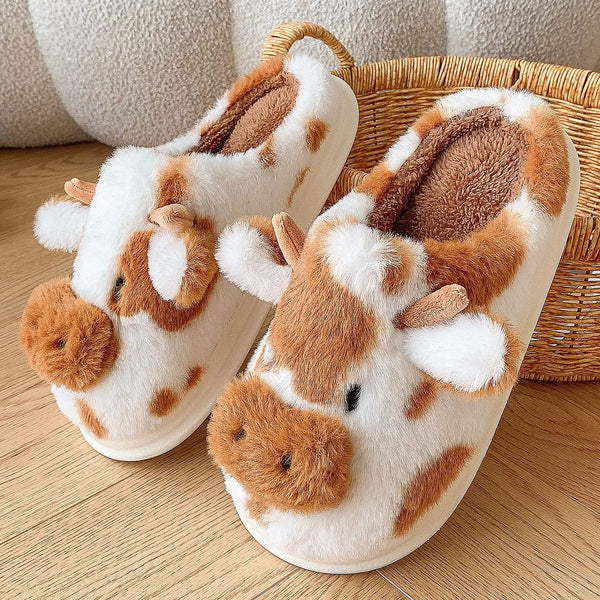 🐮 Pantuflas Fluffy Cow | Diseño Cartoon & Invierno Cálido ✨