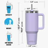 🥤 WATERSY – Vaso térmico de gran capacidad (30/40 oz) de acero inoxidable con asa y pajita, doble aislamiento al vacío para café ☕