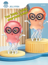 An electrically-powered crawling dancing jellyfish toy, an octopus with automatic obstacle sensor, intelligent LED lights and mu