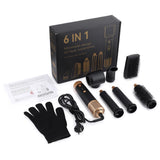 Set Profesional 6 en 1 | Secador, Plancha, Rizador y Peine Caliente – Herramientas de Peinado Todo-en-Uno