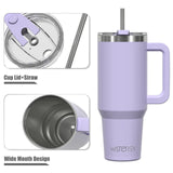 🥤 WATERSY – Vaso térmico de gran capacidad (30/40 oz) de acero inoxidable con asa y pajita, doble aislamiento al vacío para café ☕