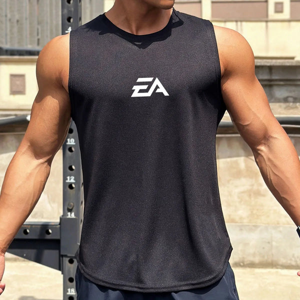 🏊‍♂️ Camiseta Deportiva de Verano para Hombre | Pullover sin Mangas de Secado Rápido | Cuello Redondo con Malla Transpirable para Fitness, Natación y Running