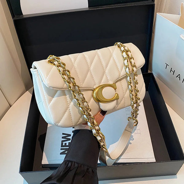 Advanced style bag, women's diamond grid chain bag, new versatile small square bag, single shoulder crossbody bag