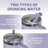 🥤 WATERSY – Vaso térmico de gran capacidad (30/40 oz) de acero inoxidable con asa y pajita, doble aislamiento al vacío para café ☕