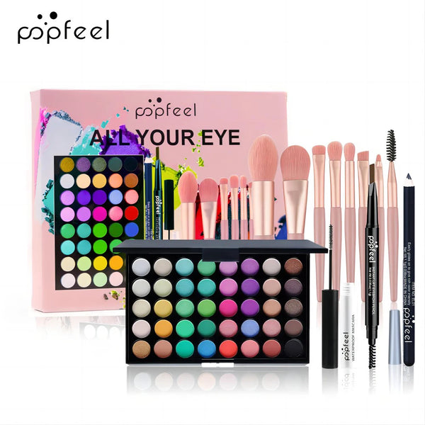 🎀 POPFEEL Ultimate Eye Kit – Paleta, Liner, Mascara & Pincéis 🌟