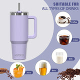 🥤 WATERSY – Vaso térmico de gran capacidad (30/40 oz) de acero inoxidable con asa y pajita, doble aislamiento al vacío para café ☕