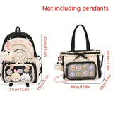 Women's Bag Set Two-Piece Pain Bag (Likely a Typo and Should Be Backpack) Back to School Season Backpack Lace Lightweight Cute Backpack