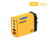 240W 5 Ports USB PD Charger Type C Quick Charge Phone Chargers USB Fast Charging Adapter For iPhone 16 Samsung Xiaomi Huawei