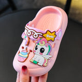 Unicorn Dinosaur Cartoon Kids Slippers Summer EVA Waterproof Children Clogs Shoes Soft Bottom Boys Girls Beach Slippers