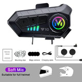 Y10 Motorcycle Helmet Headset Stereo Voice Control Bluetooth 5.3 Hands Free Call IPX6 Waterproof 1000mAh With Ambient Light