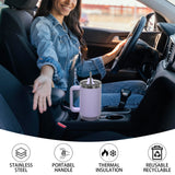 🥤 WATERSY – Vaso térmico de gran capacidad (30/40 oz) de acero inoxidable con asa y pajita, doble aislamiento al vacío para café ☕