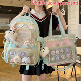 Women's Bag Set Two-Piece Pain Bag (Likely a Typo and Should Be Backpack) Back to School Season Backpack Lace Lightweight Cute Backpack