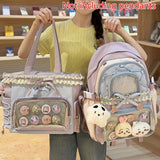 Women's Bag Set Two-Piece Pain Bag (Likely a Typo and Should Be Backpack) Back to School Season Backpack Lace Lightweight Cute Backpack