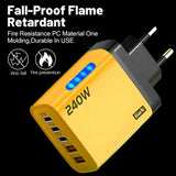 240W 5 Ports USB PD Charger Type C Quick Charge Phone Chargers USB Fast Charging Adapter For iPhone 16 Samsung Xiaomi Huawei