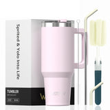 🥤 WATERSY – Vaso térmico de gran capacidad (30/40 oz) de acero inoxidable con asa y pajita, doble aislamiento al vacío para café ☕