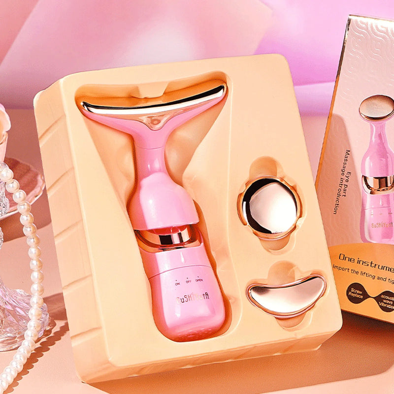 Masajeador Facial Reafirmante para el Cuidado de la Piel de 3 Cabezas Herramienta Multifuncional de Esculpido Facial para Mujeres