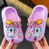 Unicorn Dinosaur Cartoon Kids Slippers Summer EVA Waterproof Children Clogs Shoes Soft Bottom Boys Girls Beach Slippers