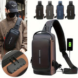 Password Lock Anti-Theft Men's Bag Chest Bag Casual Sports Small Backpack Single Shoulder Motorcycle Bag Trendy Shoulder Bag