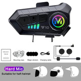 Y10 Motorcycle Helmet Headset Stereo Voice Control Bluetooth 5.3 Hands Free Call IPX6 Waterproof 1000mAh With Ambient Light
