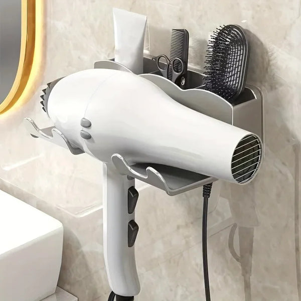 🚿 Soporte para Secador de Pelo | Estante de Baño sin Perforación | Organizador de Pared Reutilizable para Conducto de Aire y Accesorios