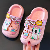 Unicorn Dinosaur Cartoon Kids Slippers Summer EVA Waterproof Children Clogs Shoes Soft Bottom Boys Girls Beach Slippers