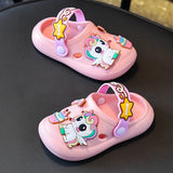 Unicorn Dinosaur Cartoon Kids Slippers Summer EVA Waterproof Children Clogs Shoes Soft Bottom Boys Girls Beach Slippers