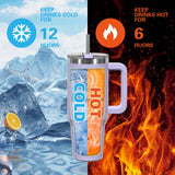 🥤 WATERSY – Vaso térmico de gran capacidad (30/40 oz) de acero inoxidable con asa y pajita, doble aislamiento al vacío para café ☕